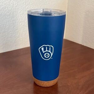 Blue Tumbler with Cork Base Milwaukee Brewers